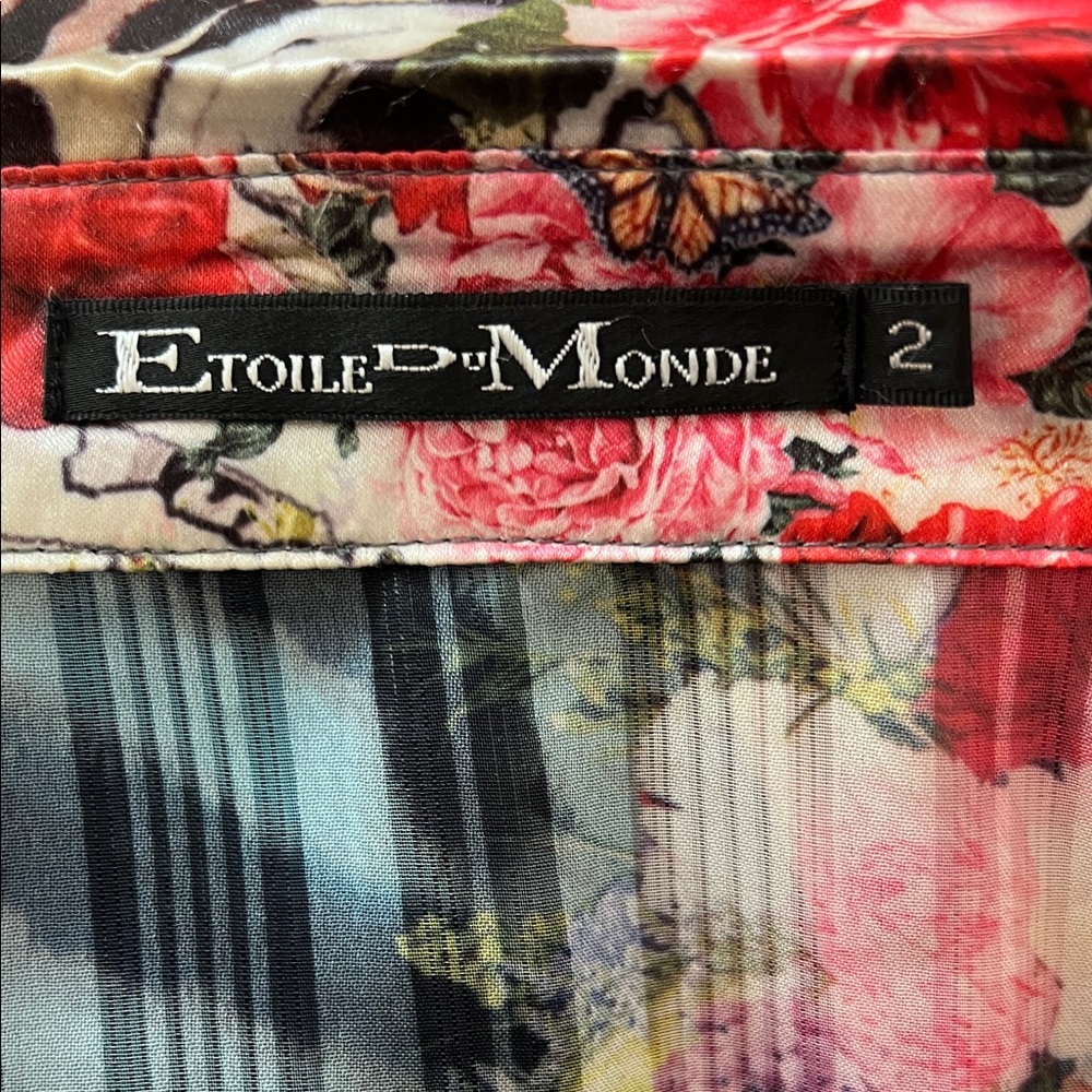 XS Women's Silk Sheer Floral & Leopard Print Button-Down Shirt in Multi-Color - Picture 8 of 15